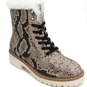 Sugar-Kaedy 3, Faux Snakeskin w/Fur Inside Tie up Boot, Size 8.5M